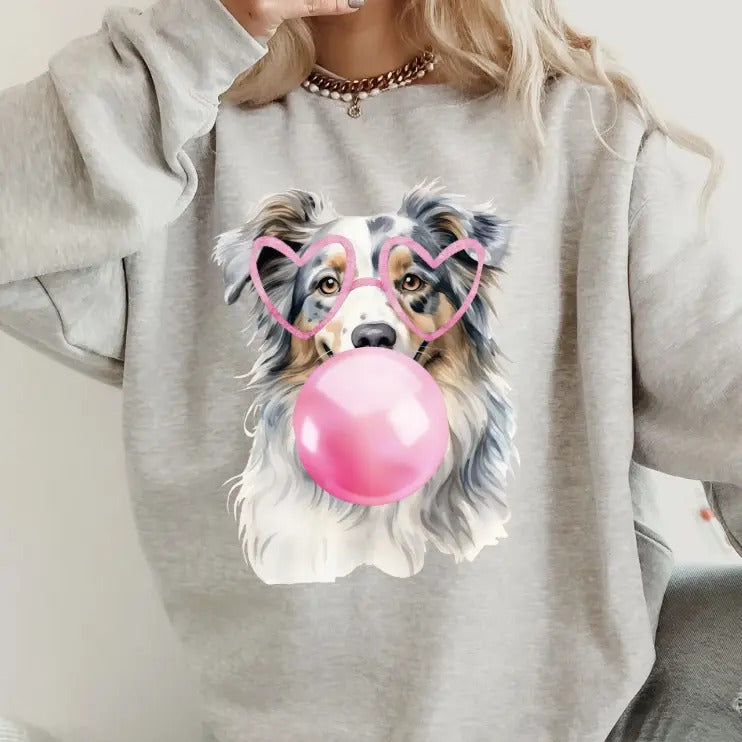 Bubblegum Merle Australian Shepherd Sweatshirt ~ Sweatshirt Unisex Apparel Relaxed Fit Printed in the USA Clothing...