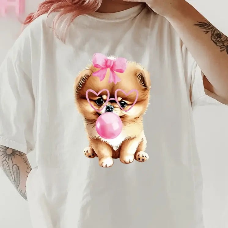 Bubblegum Pomeranian Shirt ~ Unisex Apparel Relaxed Fit Printed In The USA Clothing Womenswear Casual Comfort Cotton Top...