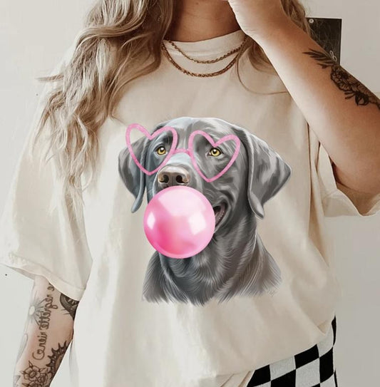 Bubblegum Silver Lab Shirt ~ Unisex Apparel Relaxed Fit Printed In The USA Clothing Womenswear Casual Comfort Cotton Top...