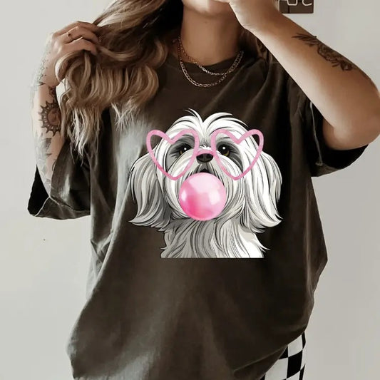 Bubblegum White Maltese Shirt ~ Unisex Apparel Relaxed Fit Printed In The USA Clothing Womenswear Casual Comfort Cotton...
