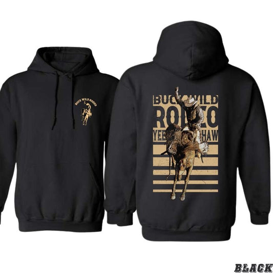 Buck Wild Rodeo Hoodie - Bold Rodeo Rider Graphic with "Yee Haw" Spirit, Perfect for Western and Rodeo Fans, Cozy and...