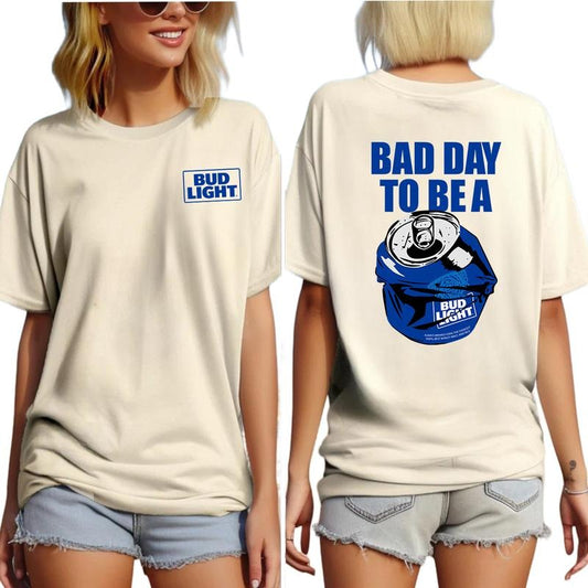 Bud Light Graphic Tees for Men, Cool Cotton Shirt with Funny Bad Day to Be a Beer Design, Trendy Casual Apparel Gift...