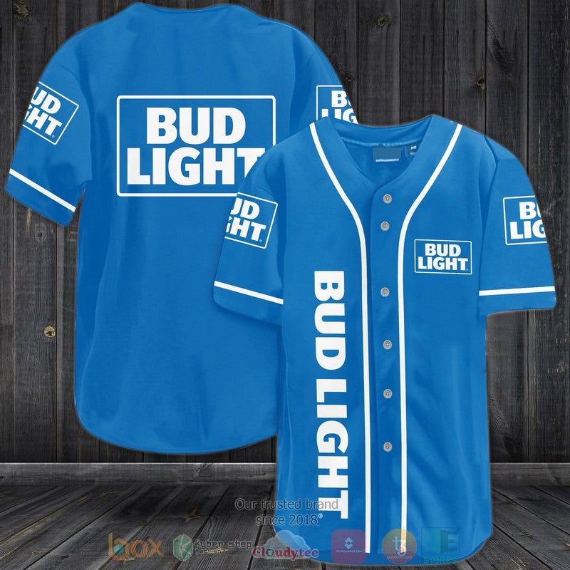 Bud Light blue white Baseball shirt