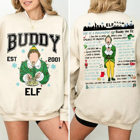 Buddy Elf Christmas Sweatshirt, 90s Movie Christmas Shirt, Elf Movie Xmas Sweater, Christmas Gifts Hoodie | WearSparks.com