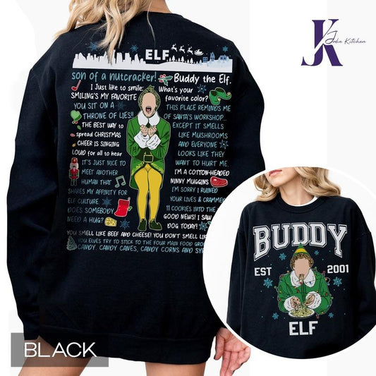 Buddy Elf Christmas Sweatshirt, Buddy Elf Est 2001 Tee Shirt, Elf Movie Xmas Sweater, Christmas Movie Sweater, Xmas...