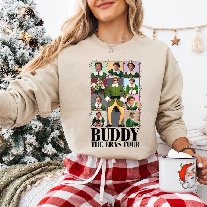 Buddy The Elf Christmas Sweatshirt, Funny Elf Buddy T-shirt, OMG Santa I Know Him Tee, Buddy Christmas Shirt, Merry...
