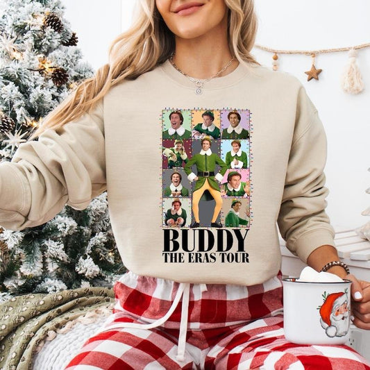 Buddy The Elf Christmas Sweatshirt, Funny Elf Buddy T-shirt, OMG Santa I Know Him Tee, Buddy Christmas Shirt, Merry...