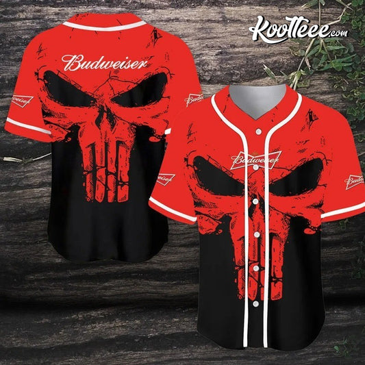 Budweiser Crazy Red Skull For Beer Lovers Baseball Jersey