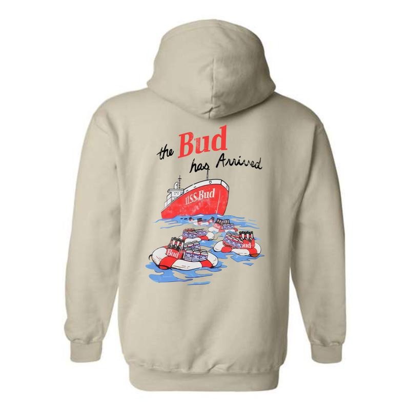 Budweiser Hoodie - USS Bud Ship and Life Raft Design, Perfect for Beer Lovers, Ideal for Casual Wear, Comfortable and...