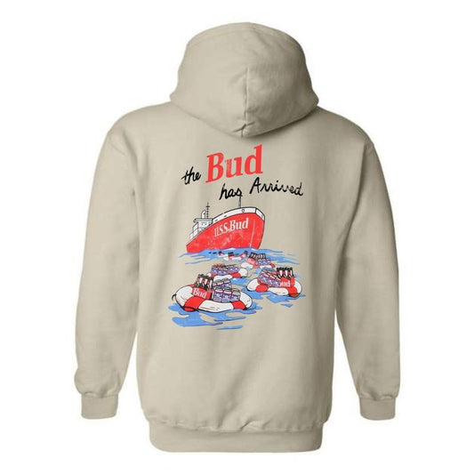 Budweiser Hoodie - USS Bud Ship and Life Raft Design, Perfect for Beer Lovers, Ideal for Casual Wear, Comfortable and...