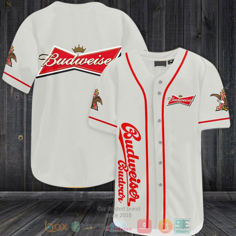Budweiser Budvar white Baseball shirt