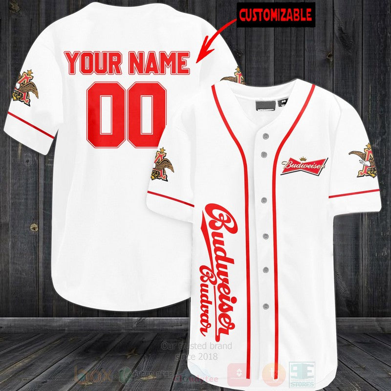 FASHION Budweiser Personalized Baseball Jerseys Botton Shirt