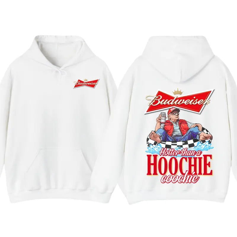 Budweiserr, Beer, Budweiser Hotter than a Hoochie Coochie Beer 2 Sides Hoodie, For Men, For Women T-Shirts, Sweatshirt