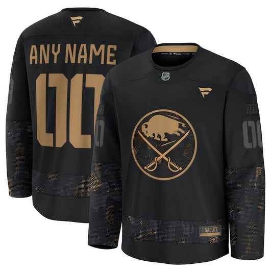 Buffalo Sabres 2024 Military Appreciation Personalized Long Sleeve Practice Jersey - Black