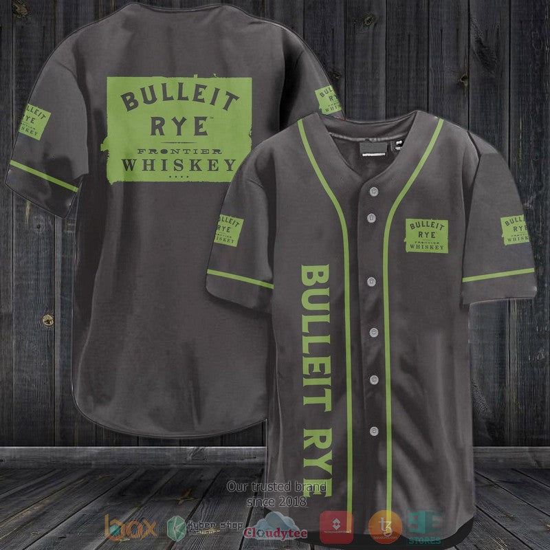 Bulleit Rye Whiskey grey green Baseball shirt