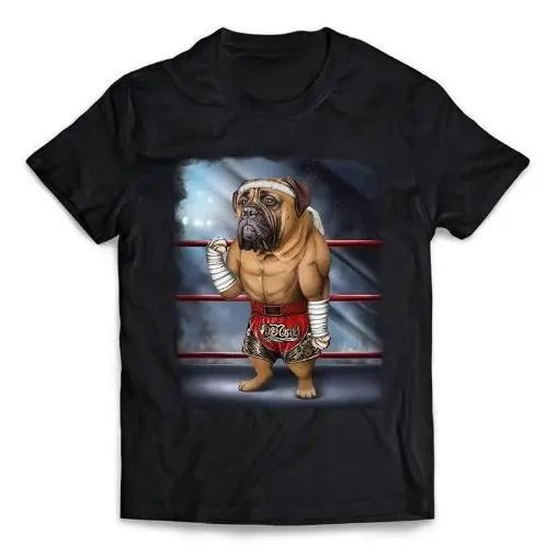 Bullmastiff Dog as Muay Thai Kick Boxing Champion - Short-Sleeve Unisex T-Shirt Made in USA Hoodie, Sweatshirt