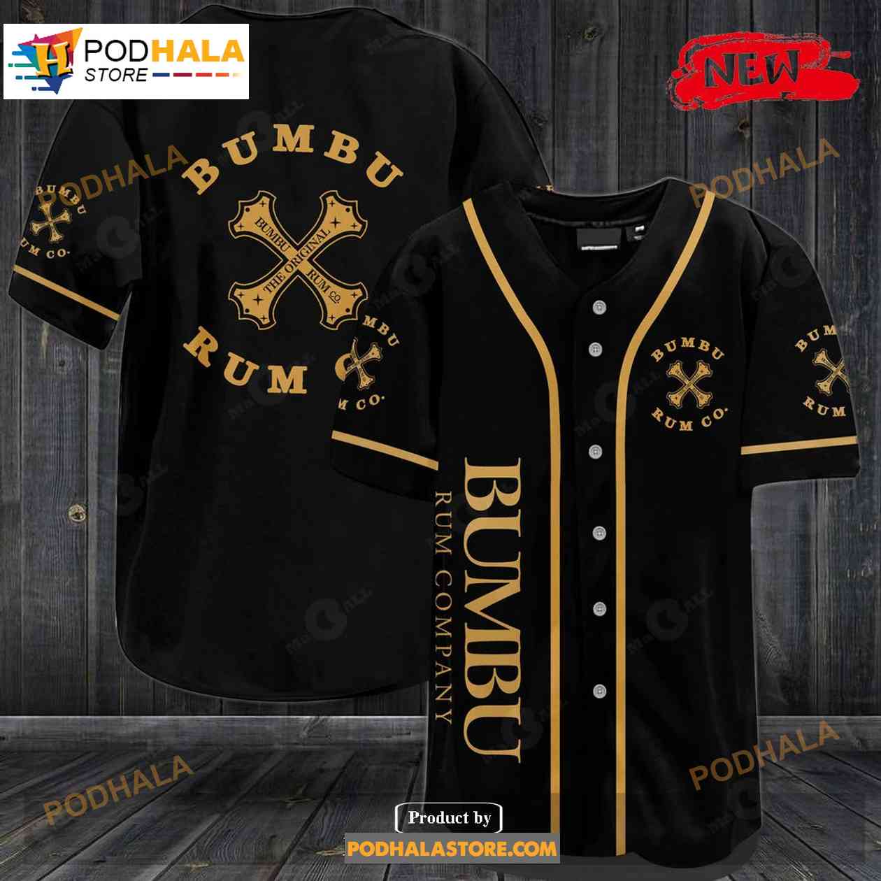 Bumbu Rum Co. All Over Print Black Unisex Baseball Jersey