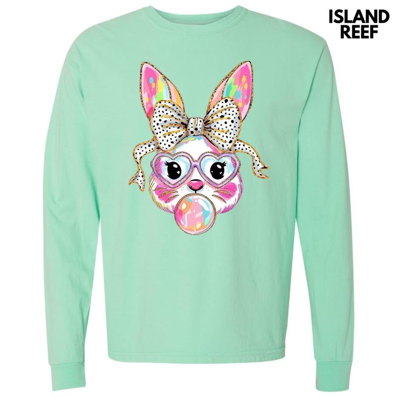 Bunny Coquette Brushstroke Long Sleeve Comfort Colors T-Shirt 'NLB' Hoodie, Sweatshirt | WearSparks.com