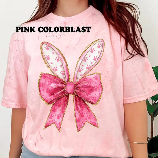 Bunny Ears Bow Easter Shirt ~ Unisex Apparel Relaxed Fit Printed In The USA Clothing Womenswear Casual Comfort Cotton Top...