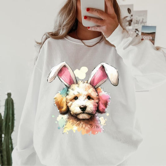 Bunny Goldendoodle Sweatshirt ~ Sweatshirt Unisex Apparel Relaxed Fit Printed in the USA Clothing Womenswear Casual and...