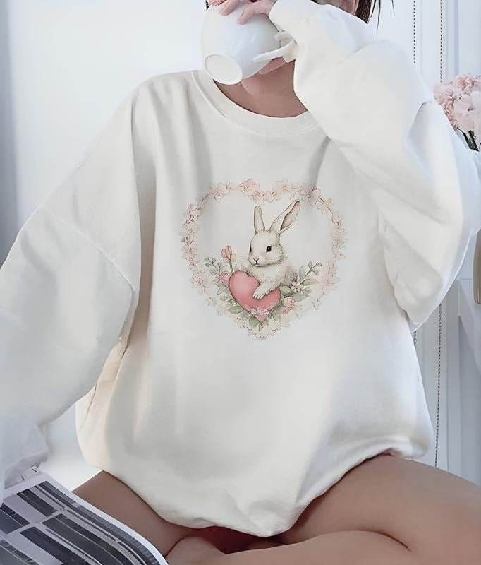 Bunny Sweatshirt, Bunny Coquette Sweatshirt, Trendy Crewneck, Aesthetic Sweatshirt, Cute Bunny Sweatshirt, Gift For Her,...