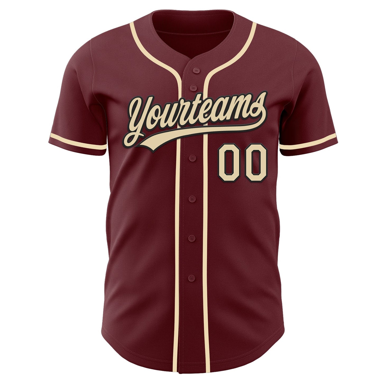 Custom Burgundy Cream-Black Authentic Baseball Jersey