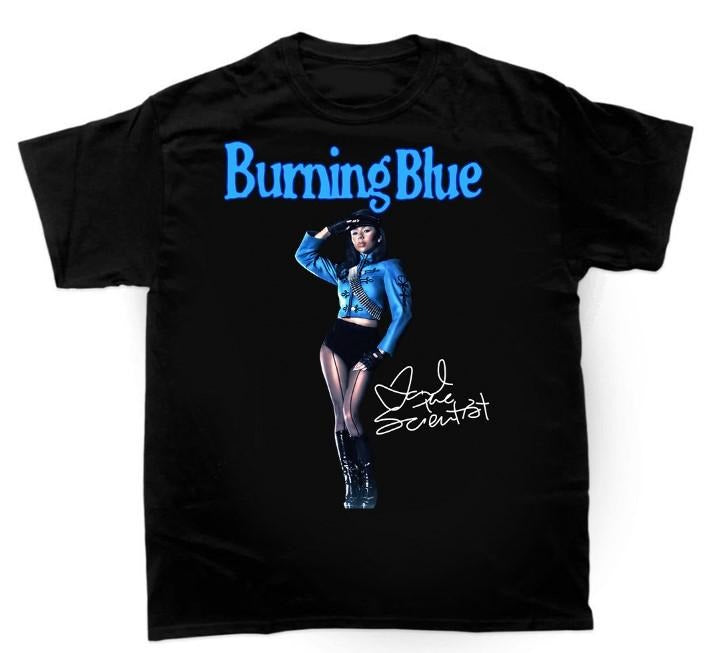 Burning Blue T-Shirt with Mariah The Scientist Signature. Rare Collectible for Her Fans Comfort Cotton Hoodie, Sweatshirt