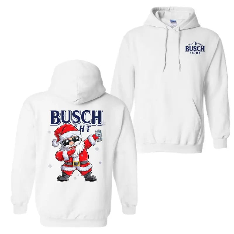 Busch Light Dabbing Santa Claus Christmas Boys Men Funny Xmas Dab Dance Hoodie Sweatshirt T-Shirt, Busch Light Christmas...