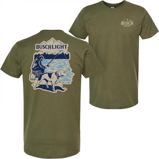 Busch Light Fishing with Friends Olive Front Back Print T-Shirt Hoodie, Sweatshirt | WearSparks.com