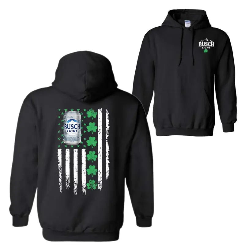 Busch Light Flag With Shamrocks For St. Patrick's Day T-Shirt Sweatshirt Hoodie, Unisex Hoodie | WearSparks.com