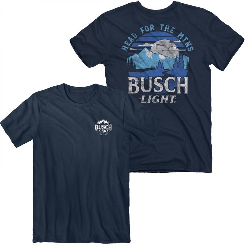 Busch Light Head For The MTNS Front and Back Print T-Shirt Hoodie, Sweatshirt | WearSparks.com