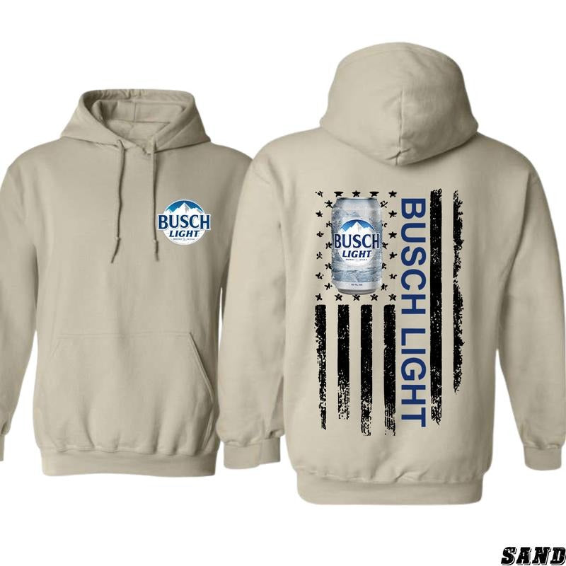 Busch Light Hoodie - American Flag and Beer Can Design, Perfect for Patriotic Beer Fans, Cozy and Bold Style - Menswear,...