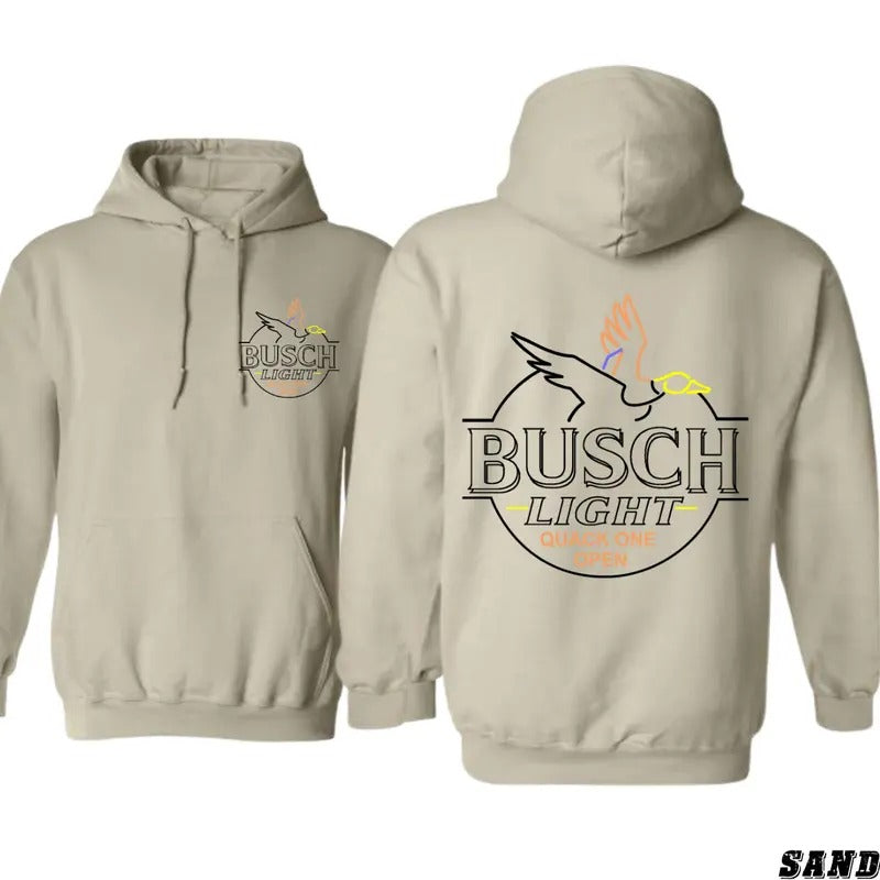 Busch Light Hoodie - Quack One Open Design Featuring Vibrant Duck Graphics, Perfect for Beer Lovers and Outdoor...