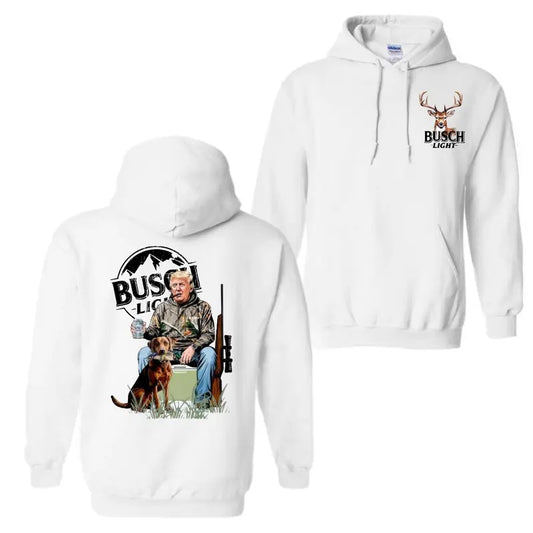 Busch Light Hoodie Sweatshirt T-Shirt, Donald Trump with Hunting Dog and Beer Graphic, Perfect for Hunters and Busch...