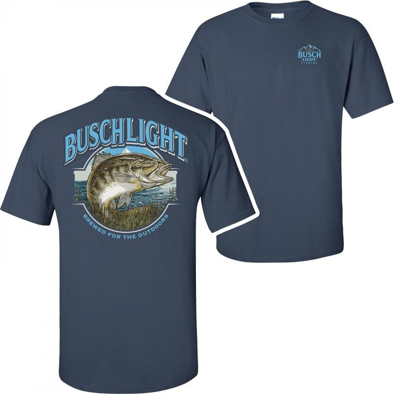 Busch Light Out Fishing Navy Colorway Front and Back Print T-Shirt Hoodie, Sweatshirt | WearSparks.com