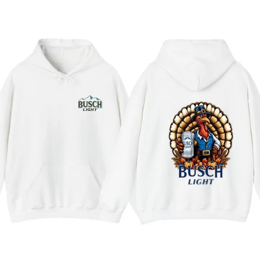 Busch Light Thanksgiving 2 sides Turkey Hoodie, T-Shirt Trendy High Fabric Sweatshirt | WearSparks.com