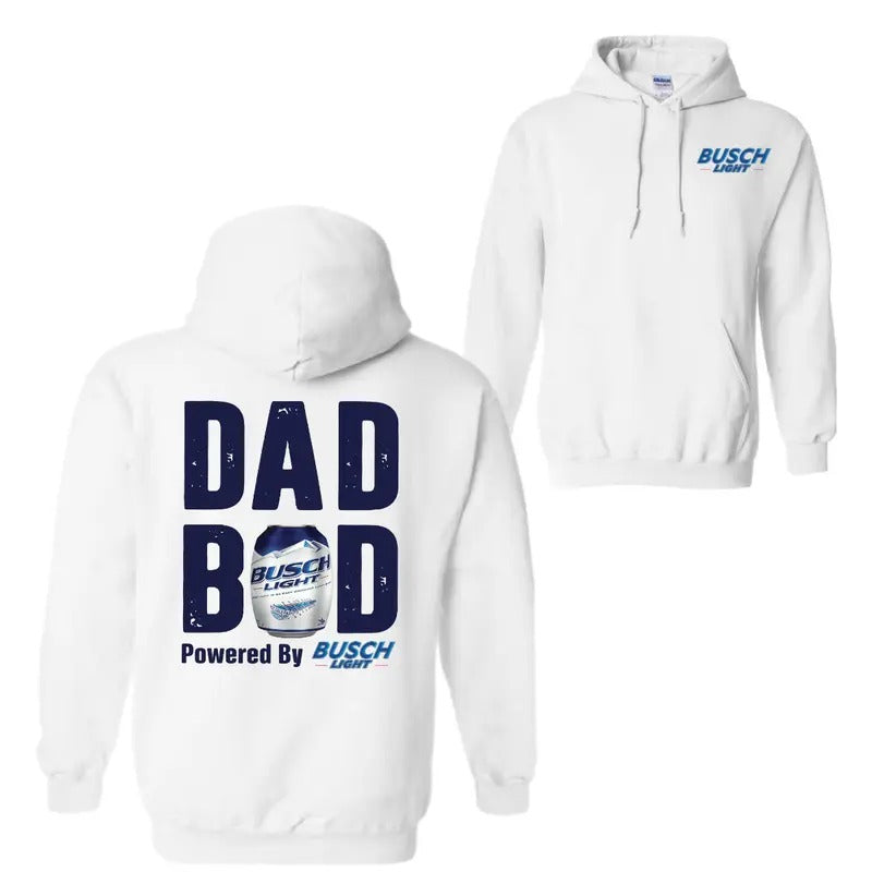 Busch Lite Dad Bod Powered By Busch Light 2 Sided Hoodie Sweatshirt T-Shirt, Beer Drink Shirt for Daddy, Funny Drinking...