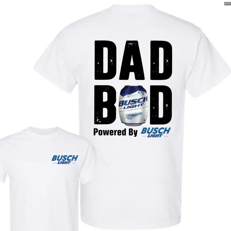 Busch Lite Dad Bod Powered By Busch Light Tshirt 2-Sided for Men, Retro Crewneck, Gift For Lovers, Cotton, Trendy...