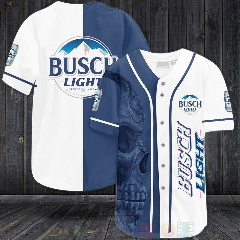 FASHION Busch Beer Skull Baseball Jerseys Botton Shirt