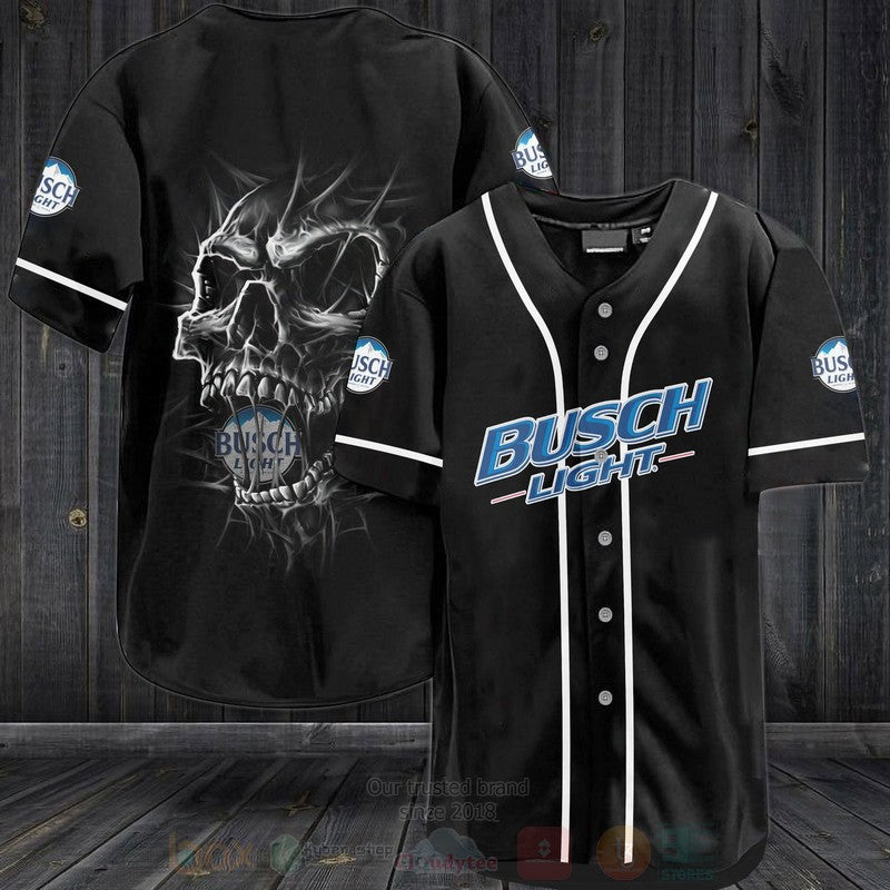 FASHION Busch Light Skull Baseball Jerseys Botton Shirt