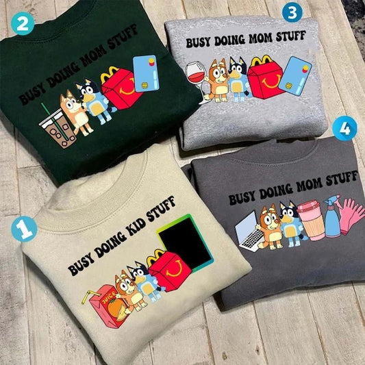 Busy Doing Mom Stuff Sweatshirt, Funny Mom Sweater, Bluey Christmas Shirt, Mama Sweatshirt, Funny Dog Sweatshirt, Mom...
