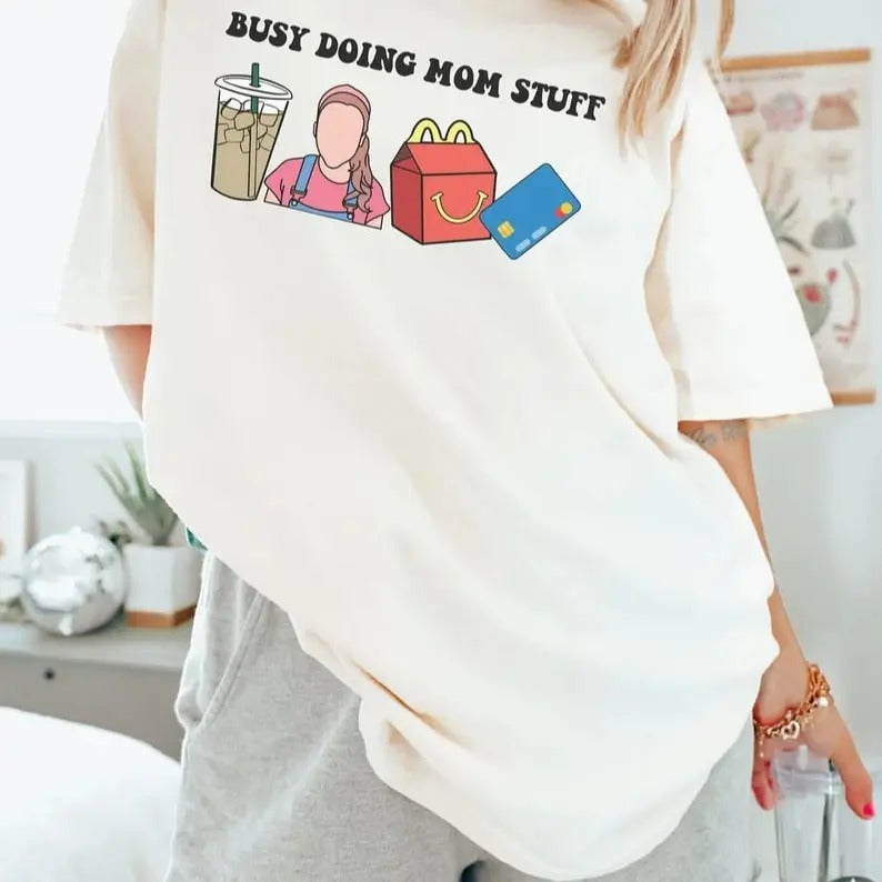 Busy Doing Mom Stuff TShirt, Iced Coffee Momma TShirt, Ms Rachel TShirt, Oversized Mama Shirt, Ms Rachel, Gift For Mom,...