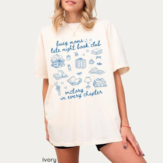 Busy Moms Book Club Shirt, Doodle Bookish Mother's Day Shirt, Book Lover Tired Mom Sweatshirt, Late Night Reading Club...