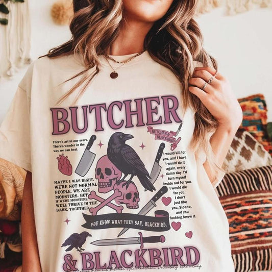 Butcher Blackbird T-Shirt, Dark Romance Apparel, Brynne Weaver Inspired, Smut, Bookish Gifts for Readers,Scythe &...