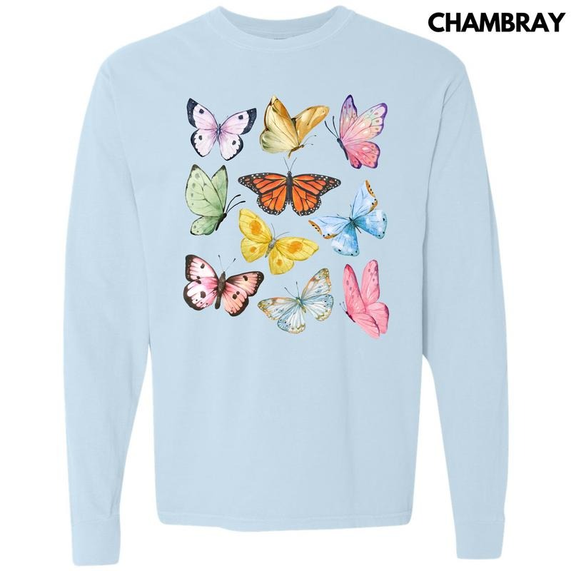 Butterfly In The Sky  Long Sleeve Comfort Colors T-Shirt 'NLB' Hoodie, Sweatshirt | WearSparks.com