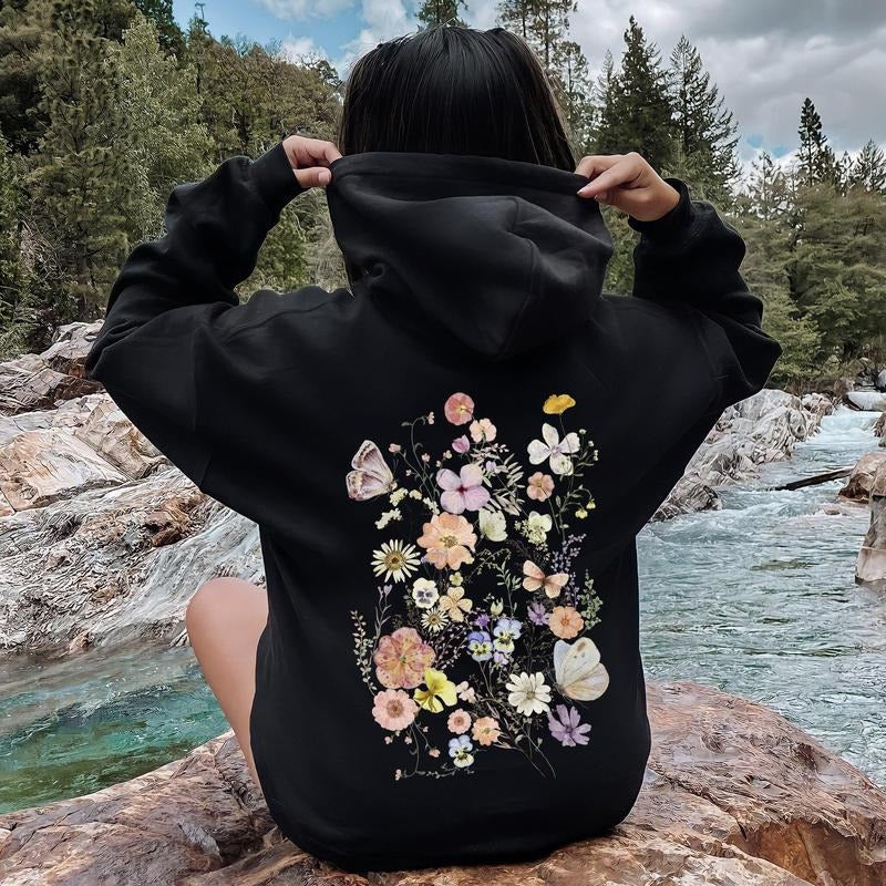 Butterfly Mountain Meadow Pressed Flower hoodie dandy hoodie T-Shirts, Sweatshirt | WearSparks.com