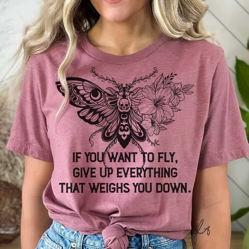 Butterfly Tee Inspirational Butterfly Tshirt If You Want to Fly T-Shirt Butterfly Inspirational Graphic Top Womens...
