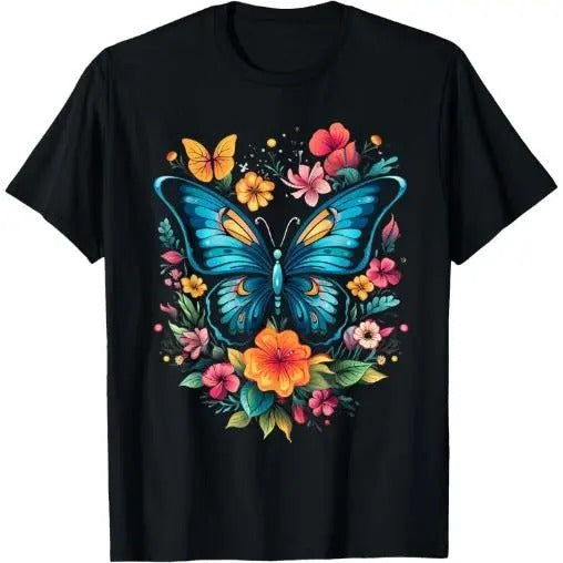 Butterfly With Flowers I Aesthetic Butterfly T-Shirt Made in USA Hoodie, Sweatshirt | WearSparks.com