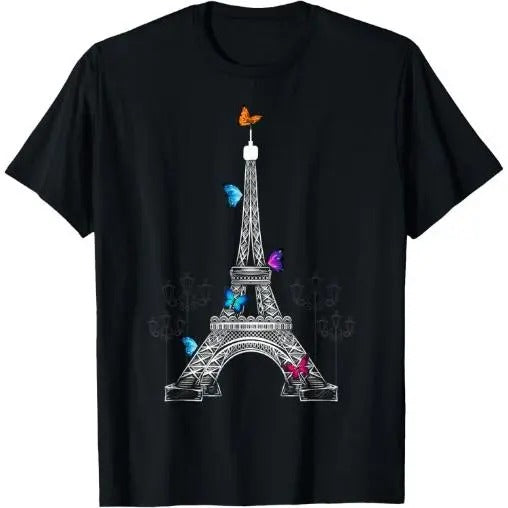 Butterfly with Eiffel Tower French Parisian Homeland T-Shirt Made in USA Hoodie, Sweatshirt | WearSparks.com