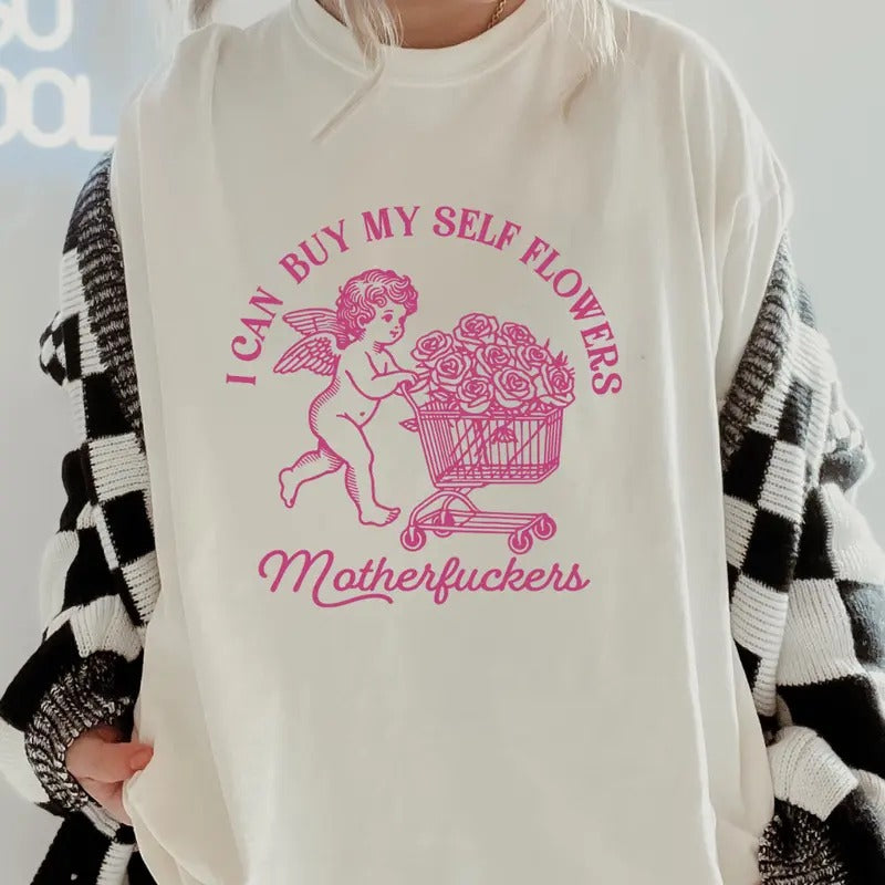 Buy Myself Flowers Mfers Shirt ~ Unisex Apparel Relaxed Fit Printed In The USA Clothing Womenswear Casual Comfort Cotton...